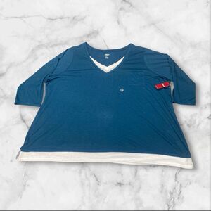 Avenue Your Tee Womens sz 30/32- 3/4 Sleeve Blue White T Shirt MSRP: $35